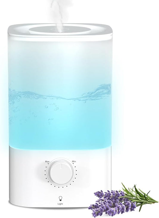 Electactic Top-Fill Cool Mist Bedroom Humidifier for Plants & Baby Nursery, 3.2L Large Capacity for up to 40H Runtime, Ultra Quiet <28dB, 3 IN 1, 5μm Fine Mist, BPA-Free for Living Room, Desk, Office