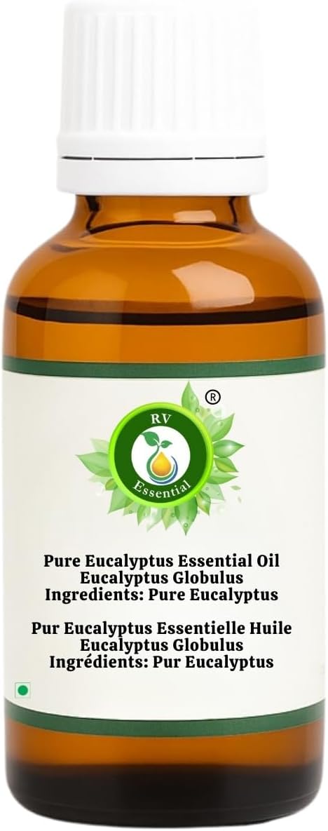 R V Essential Pack of 6 Essential Oil Set Peppermint Lavender Eucalyptus Lemongrass Orange Rosemary 100% Pure Natural for Aromatherapy Spa Relaxation Skin Hair Candle Diffuser Gift Set 15ml (0.507oz)