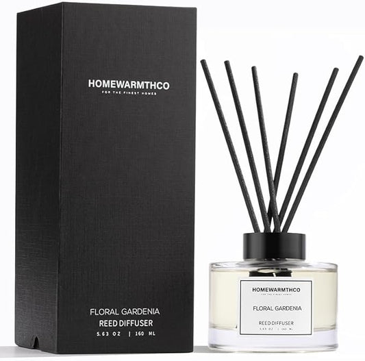 Gardenia Reed Diffuser Set - Luxury Fragrance Reed Diffusers for Home. Office, Bathroom, Kitchen and Home Decor - Long-Lasting Scent with Non-Toxic Oils (5.63 oz, 160ml)
