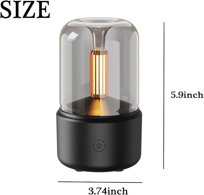 Candlelight Flame Air Diffuser,Portable Essential Oil Diffuser Noiseless 120ML Aroma Diffuser Waterless Auto-Off Protection for Spa Home Yoga Office Bedroom (Black)
