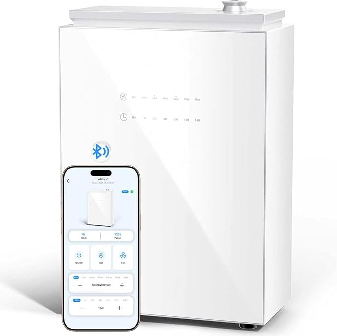 5500 Sq.Ft Waterless Diffuser - HVAC System, Essential Oil Diffuser with WiFi & Bluetooth App Control, Whole House & Aromatherapy Diffuser, Oil Diffuser for Office Home Large Room, White