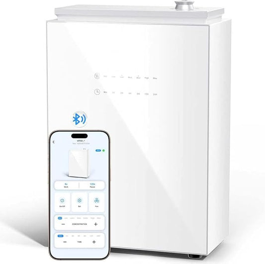 5500 Sq.Ft Waterless Diffuser - HVAC System, Essential Oil Diffuser with WiFi & Bluetooth App Control, Whole House & Aromatherapy Diffuser, Oil Diffuser for Office Home Large Room, White