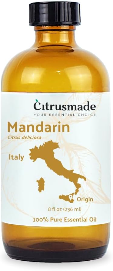 Pure Mandarin Essential Oils - Direct from Citrusmade Italy for Diffusers, Aromatherapy, Home Fragrance & Bath - Natural Aceite de Mandarina for Massage (8oz)