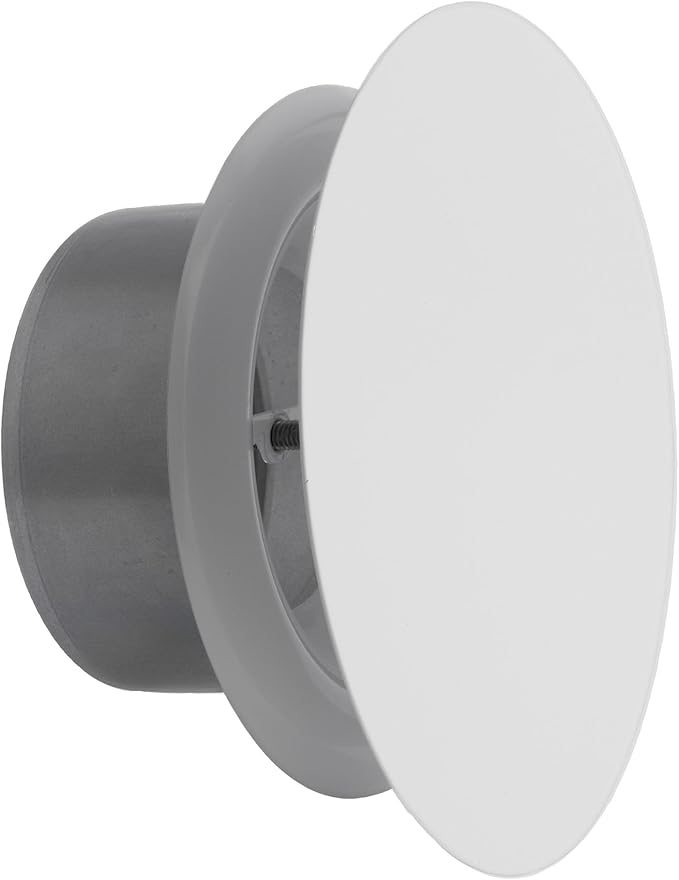 4 inch White Metal Diffuser - Adjustable Vent for Wall - Ceiling Duct Cover with Front Plate - Universal Valve for Exhaust an Supply Air - Round Ventilation Covers for Bathroom Kitchen Garage