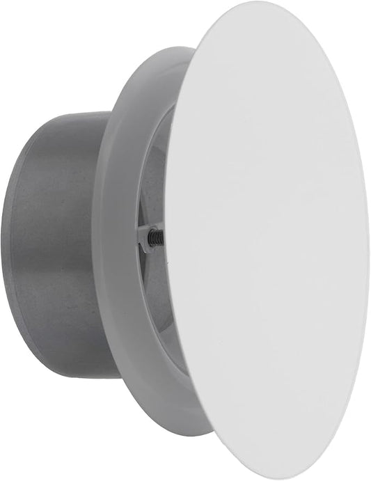 4 inch White Metal Diffuser - Adjustable Vent for Wall - Ceiling Duct Cover with Front Plate - Universal Valve for Exhaust an Supply Air - Round Ventilation Covers for Bathroom Kitchen Garage