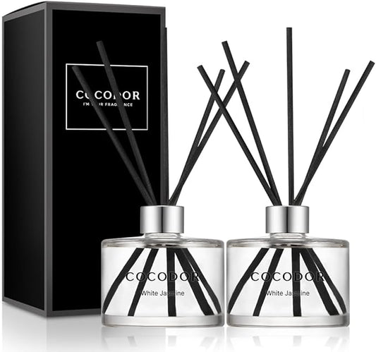 COCODOR Signature Reed Diffuser/White Jasmine/6.7oz(200ml)/2 Pack/Reed Diffuser, Reed Diffuser Set, Oil Diffuser & Reed Diffuser Sticks, Home Decor & Office Decor, Fragrance and Gifts, Mother's Day