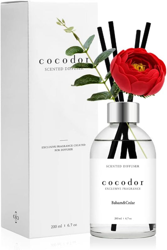 COCODOR White Label Camellia Diffuser/Balsam & Cedar/6.7oz(200ml)/Home Decor & Office Decor, Fragrance and Gifts, Aromatherapy