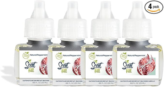 Scent Fill 100% Natural Peppermint Plug in Air Freshener, 4 Scented Oil Refills