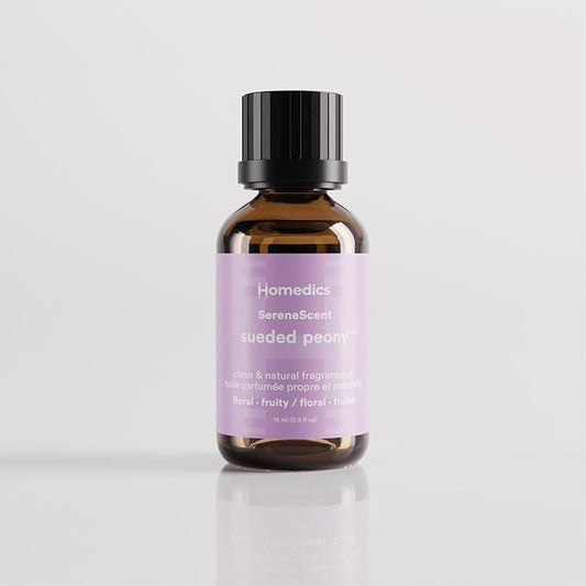 Homedics SereneScent Sueded Peony Fragrance Oil 15ml | Floral Fruity Blend with Peony, Rose, Vanilla & Cedarwood | USDA Biobased Essential Oil Diffuser Scent | Waterless Cold Air