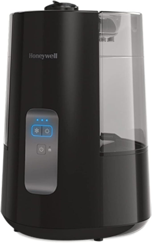 Honeywell Dual Comfort Cool + Warm Mist humidifier. Humidifier for Bedroom, Office, Living Room and Home. Provides Temporary Relief from Dry air discomforts - Black, HWC775B