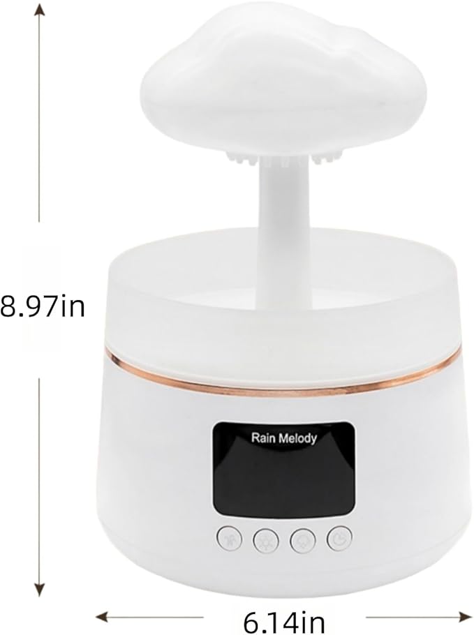 30db silent rain cloud humidifier for bedroom，3 types brightness and 7 color lighting humidifier, equipped with remote control & Bluetooth music, rain humidifier water dripsimulating rain sound sleep
