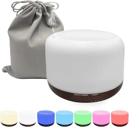 Essential Oil Diffuser for Home & Travel,300ml USB Portable Bedroom Aromatherapy Diffuser with Storage Bag,Quiet for Bedroom,7 Color LED Lights&Auto Shut-Off(Travel Model)