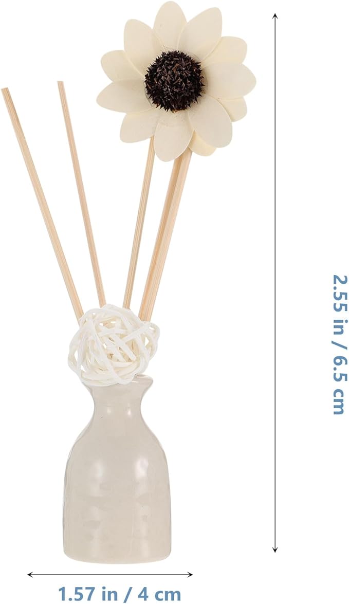 Happyyami Reed Diffuser Set with Ceramic Vase and Lavender Essential Oil, Rattan Sticks Aromatherapy Home Air Purification Fragrance for Bedroom and Bathroom
