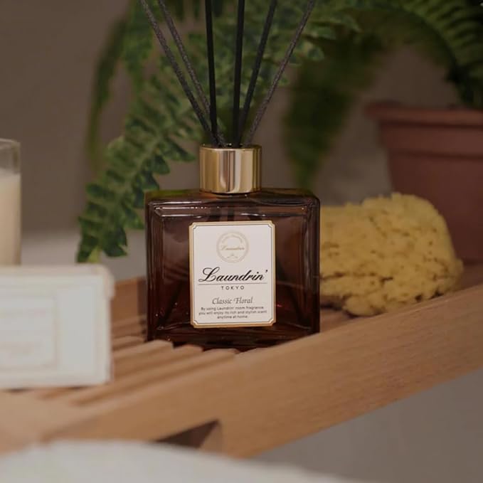 Laundrin Room Diffuser for Home - Scent Diffuser for Home, Freshener and Shelf Decor - Elegant Home Fragrance, Ideal Reed Diffusers for Office, and Living Area - 80ml, Classic Floral