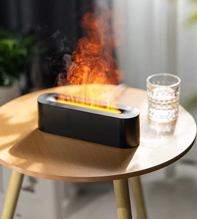 Colorful Flame Fire Diffuser Humidifier, 7 Colors Changing Oil Humidifier, Ultra-Quiet Aroma Essential Oils Aromatherapy Diffusers for Living Room, Bedroom, Office(Timeable, Waterless Auto off-150ml)