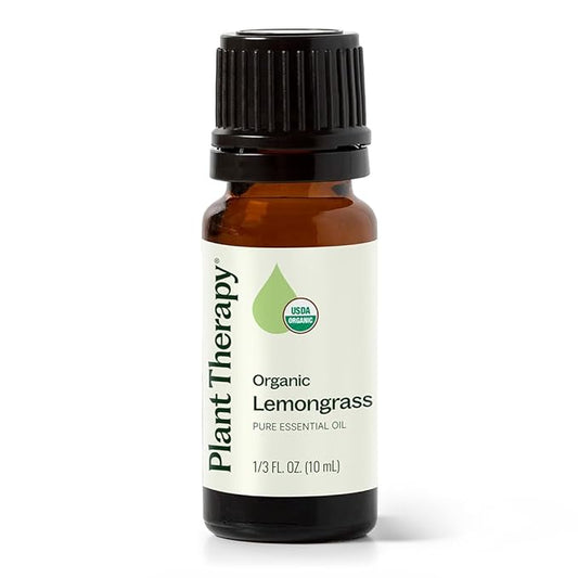 Plant Therapy Organic Lemongrass Essential Oil 10 mL (1/3 oz), 100% Pure, USDA Certified Organic, Undiluted, Aromatherapy, Deodorizing, and Immune Support