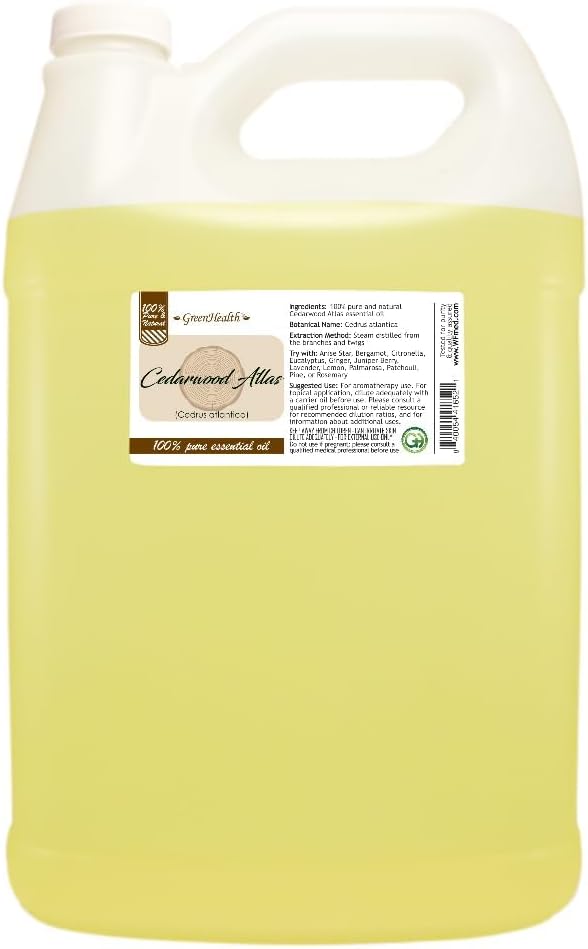 Cedarwood Atlas Essential Oil - 128 fl oz (1 Gallon) Plastic Bottle w/Cap - 100% Pure Essential Oil by GreenHealth