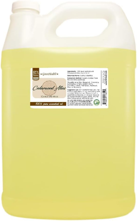 Cedarwood Atlas Essential Oil - 128 fl oz (1 Gallon) Plastic Bottle w/Cap - 100% Pure Essential Oil by GreenHealth