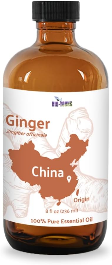 Ginger Essential Oil - Direct from Bio-Young Aromas - Pure Ginger Oil for Skin - Aceite de Jengibre - Aromatherapy 100% Therapeutic Premium Grade (8oz)