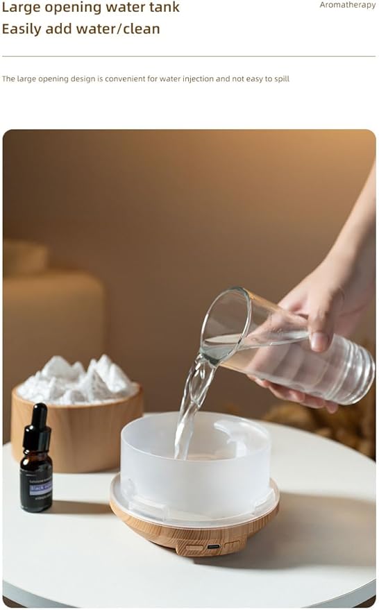 Essential Oil Diffuser, Volcano Fire Flame Aromatherapy Diffuser, 300ml Ultrasonic Cool Mist Humidifier, Scent Aroma Diffuser with 7 Colors Light, Timer&Auto Shut-Off for Home, Room (Dark Wood)