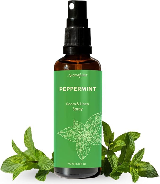 Peppermint Room, Linen & Pillow Spray by Aromafume | 100ml/3.38 fl oz | with Pure Peppermint Essential Oil | Aromatherapy Spray for Relaxation, Sleep & Stress Relief | Mist for Bedding, Fabrics
