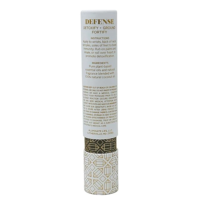 Essential Oil Rollerballs, .34 OZ, Defense - Smoky Quartz Crystal Infused - Scents of Frankincense, Neroli, & Sage - Aromatherapy Roll On Oils, Skin Care, Massage