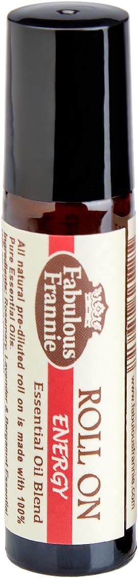 Fabulous Frannie Energy Essential Oil Blend Roll-On Bergamot & Rosemary Pure Essential Oils and Coconut Carrier Oil 10ml