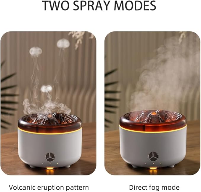 500ML Volcano Flame Diffuser,Essential Oil Diffusers for Home,Decorative Bedroom Aromatherapy Scent Air Diffuser Ultrasonic Aroma Defusers（Black）