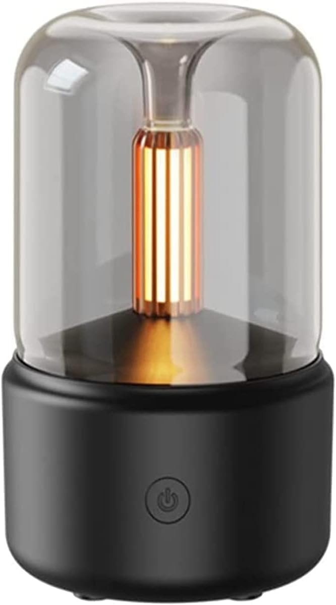 Candlelight Flame Air Diffuser,Portable Essential Oil Diffuser Noiseless 120ML Aroma Diffuser Waterless Auto-Off Protection for Spa Home Yoga Office Bedroom (Black)