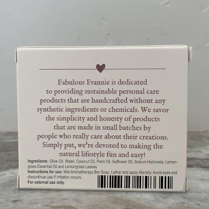 Fabulous Frannie Lemongrass Essential Oil Herbal Soap Gift Set each made with Pure Essential Oil 4 Ounce (Pack of 2)