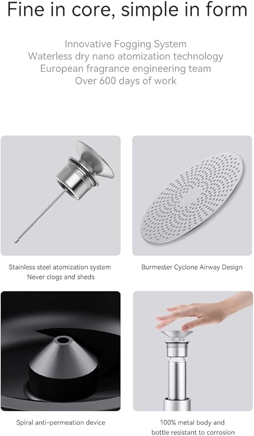 Fragranza613 Venice Mini Wireless Smart Essential Oil Diffuser – Ultra-Quiet, App & Remote Controlled, Adjustable Intensity, Covers Up to 3,000 sq ft, 20% More Scent, Energy-Efficient (Silver)
