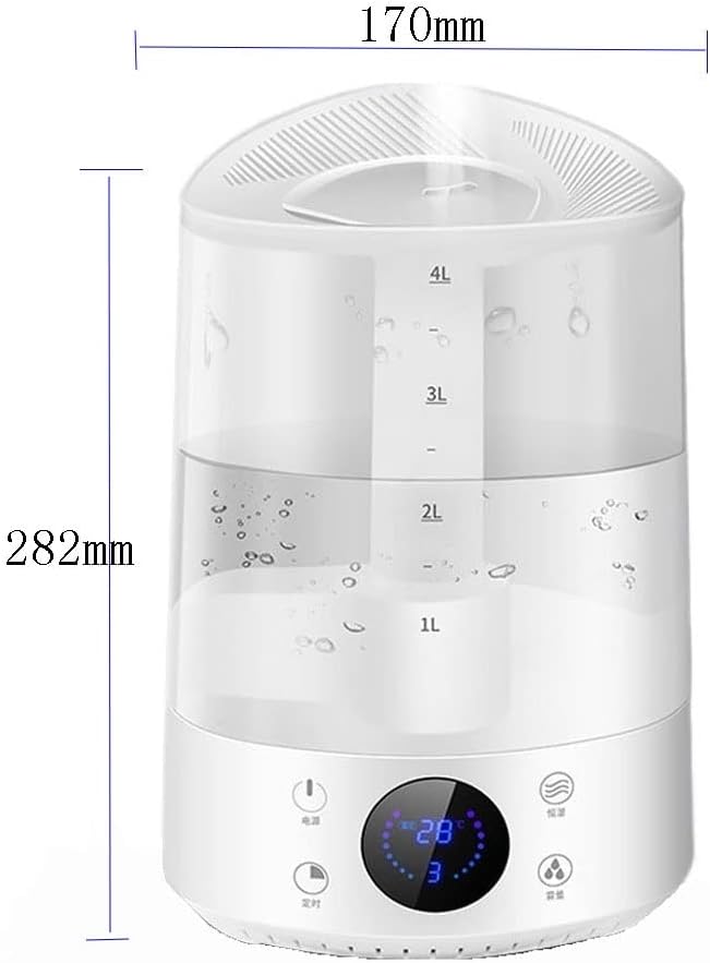 4L Humidifiers for Bedroom Large Room, Easy to Clean Humidifier Ultrasonic & Essential Oil Diffuser, Room Humidifier for Bedroom Baby Plant Cool Mist, Top Fill, Quiet, 360° Nozzle, Auto Off, Wh