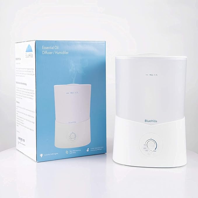 BlueHills Premium 2000 Ml and 3000 Ml Set of 3 Large Essential Oils Diffusers for Large Rooms Big Capacity Models Adjustable Cool Mist Great Gift – Value Pack of 3 White
