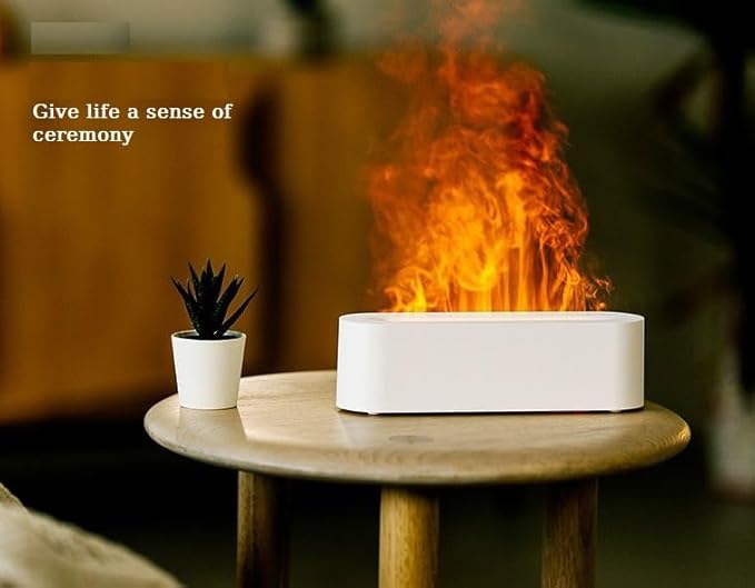 Colorful Flame Fire Diffuser Humidifier, 7 Colors Changing Oil Humidifier, Ultra-Quiet Aroma Essential Oils Aromatherapy Diffusers for Living Room, Bedroom, Office(Timeable, Waterless Auto off-150ml)