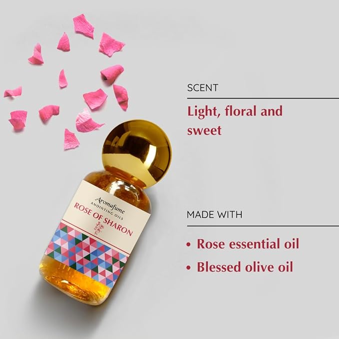Rose of Sharon Anointing Oil 9ml (0.3 fl oz.)| Blessings from The Holy Lands | Blessed from Jerusalem | Biblical Spices | Christian Gifts | Holy Oil for Prayer and Protection