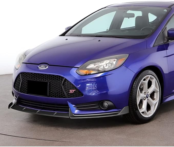3PCS Front Bumper Lip Kit fit for Compatible with 2012-2014 Ford Focus ST MK3, GT-Style Splitter Trim Protection Spoiler, Air-Dam-Chin-Diffuser (Unpainted Matt Black)
