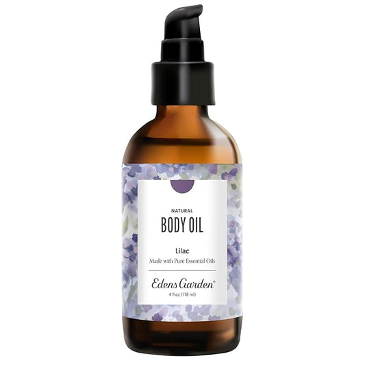 Edens Garden Lilac Body Oil – Bath, Body & Massage Oil with Pure Essential Oils & Vitamin E, Moisturizing Floral Aromatherapy for Skincare, 4 fl oz (118 ml)