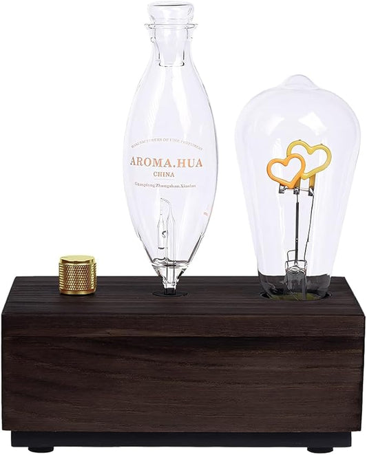 BAUSATZ Waterless Oil Diffuser Waterless Diffuser for Essential Oils Home Aromatherapy Machine Romatherapy Nebulizing Essential Oil Diffusers Aroma Blaster, Solid Oak Base with Light, USB Power Supply
