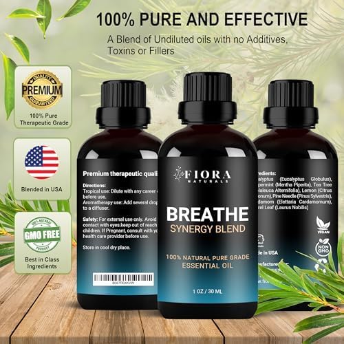 Breathe Essential Oil for Diffuser - Invigorating and Refreshing Breathe Essential Oil Blend for Aromatherapy (1 Fl Oz)
