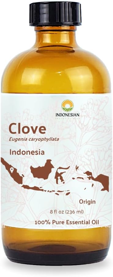 Clove Essential Oil - 100% Pure Steam Distilled Natural Aceite de Clavo from Indonesia for Aromatherapy & Wellness - Premium Grade (8oz)