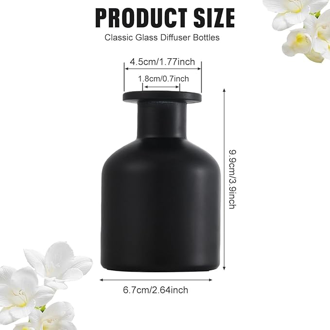 ericotry 1PCS 150ml/5oz Glass Diffuser Bottle Jars Pot Empty Refillable Exquisite Essential Oils Container for DIY Reed Diffuser Sticks Sets Crafts Decor Essential Oil Diffuser (Black)