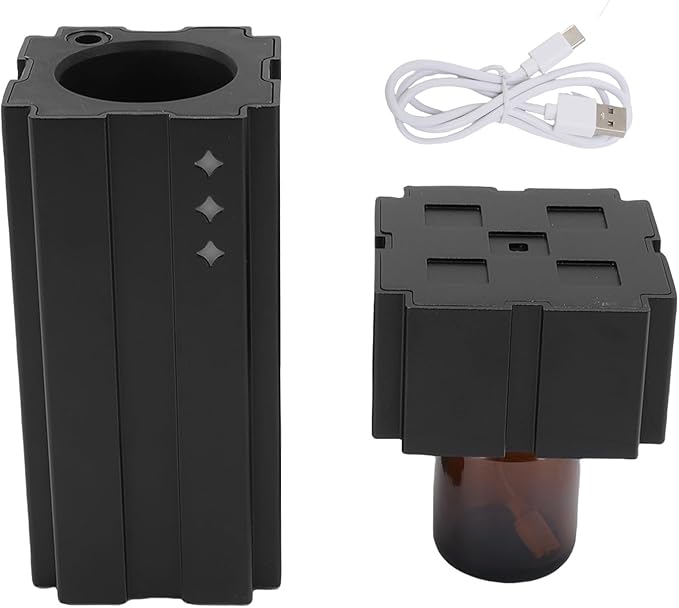 Luocute Waterless Essential Oil Diffuser, 20ML Low Noise Anti Leakage Intelligent Mode Dual Fluid Cold Mist Essential Oil Diffuser, Suitable for Car Bedroom Office (Black)