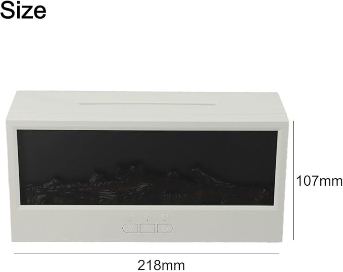 3D Flame Fireplace Aroma Diffuser with Remote, 150ml Humidifier for Essential Oils, Quiet Mist Maker with Dual Light Modes for Home Office(White)