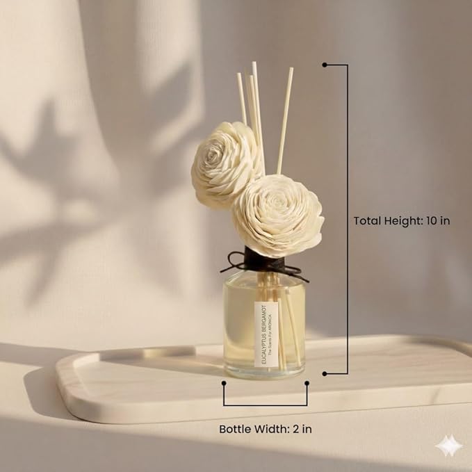 Aronica Twin Sola Diffuser - Pure Lilac Fragrance, 160ml / 5.41 Floz, Lilac Scented Products, Flower Decor, Aesthetic Spring Reed Diffuser for Home
