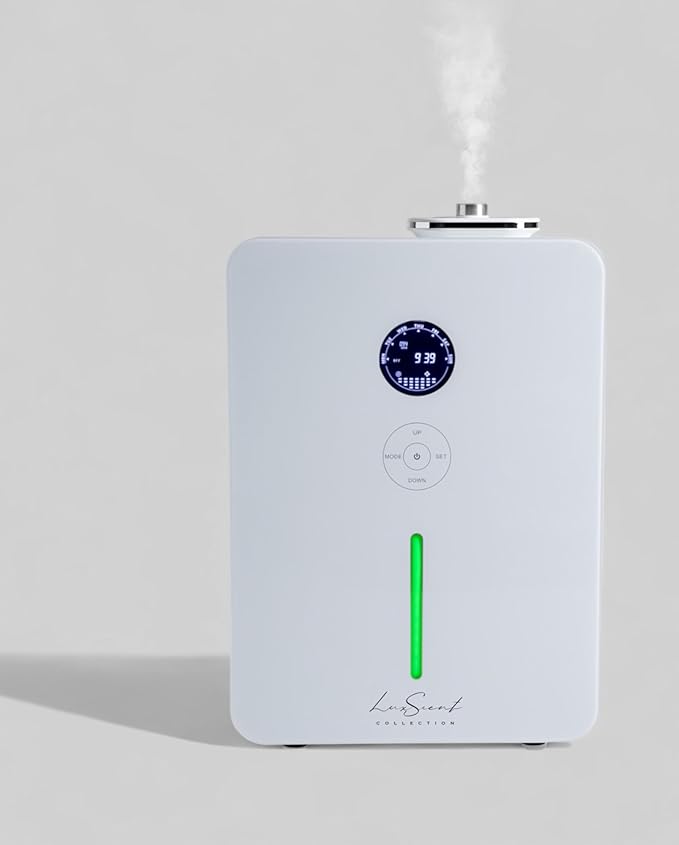 Aroma Scent Diffuser Bellagio - for Up to 3500sq ft HVAC System or Stand Alone - Fragrance Oil Hotel Diffuser Heatless, Waterless, Smart Timer, No Residue, Home Essential Oils Diffusers (White)