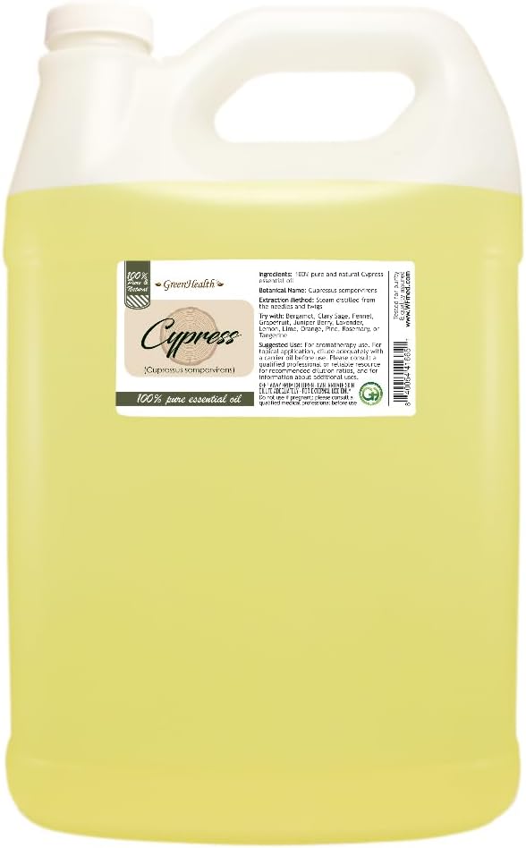 Cypress Essential Oil - 128 fl oz (1 Gallon) Plastic Bottle w/Cap - 100% Pure Essential Oil by GreenHealth
