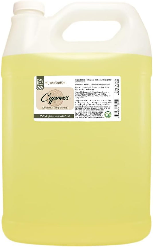 Cypress Essential Oil - 128 fl oz (1 Gallon) Plastic Bottle w/Cap - 100% Pure Essential Oil by GreenHealth