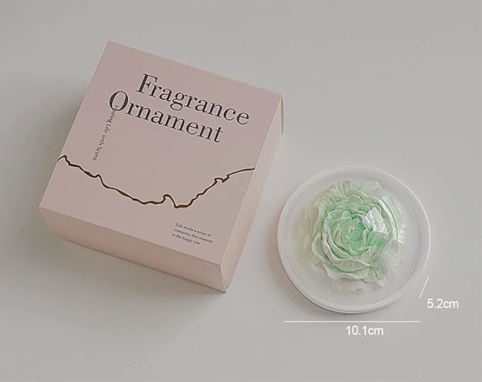 Essential Oil Passive Flower Diffuser with Fragrance -Non-Electric Peony Flower Porcelain Aromatherapy Diffusers for Small Room, Desk Decorative, Bathroom (Green, Sage and sea Salt Scent)
