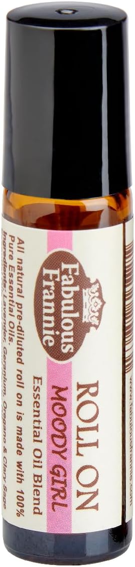 Fabulous Frannie Moody Girl Pre-diluted Essential Oil Blend Roll On - 10 ml Geranium, Lavender, Oregano and Clary Sage Essential Oils in Coconut Carrier Oil