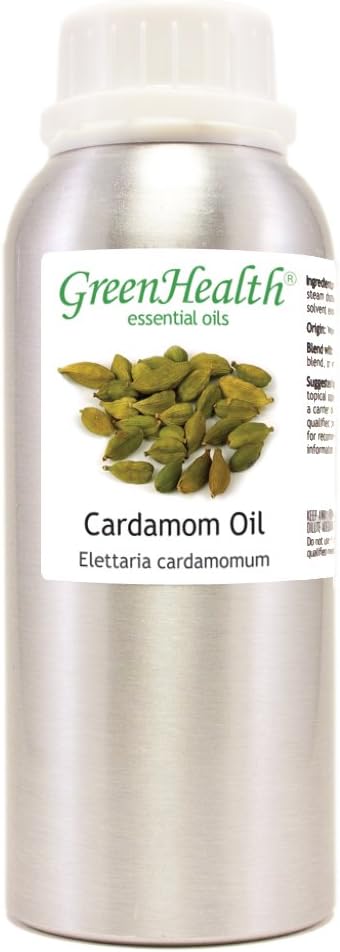 Cardamom Essential Oil – 8 fl oz (237 ml) Aluminum Bottle w/Plug Cap – 100% Pure & Natural Essential Oil – GreenHealth